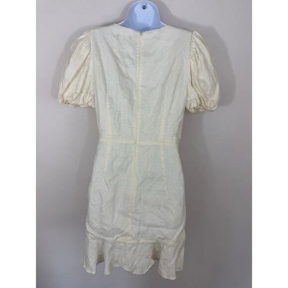 Bardot Puff Sleeve Linen Mini Dress Women’s Size 8 US Beige - Picture 5 of 7